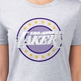 thumbnail image 3 of Women's G-III 4Her by Carl Banks Gray Los Angeles Lakers Super-Slim Lightweight Pinstripe Circle Graphic T-Shirt, 3 of 3