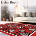 thumbnail image 2 of ODIKA 6'x9' Machine Washable Non-Slip Area Rug, Vintage Sports Emblem Featuring Interlocking Crest Motifs High Traffic Rug, Red, 668857, 2 of 7