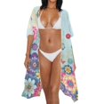 thumbnail image 3 of HELLHERO Datura Floral Long Kimono Swimsuit Cover Up Breathable High Quality Fabrics Flowy Bathing Suit Cover Up, 3 of 6
