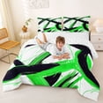 thumbnail image 3 of Homewish Spiral Swirl Full Size Comforter Sets,Abstract Geometric Bedding Comforter Set,Green Black,Reversible,3-Piece,1 Comforter and 2 Pillowcases, 3 of 7