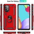 thumbnail image 2 of for Galaxy A52 Case,Samsung A52 4G&5G Case,with HD Screen Protector,[Military Grade] Ring Car Mount Kickstand Hybrid Hard PC Soft TPU Shockproof Protective Case for Samsung Galaxy A52 (Red), 2 of 7