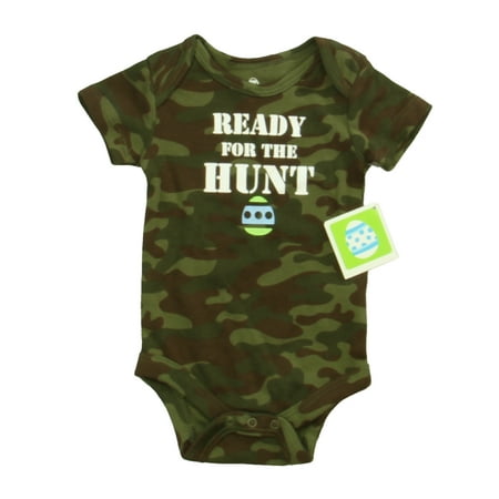

Pre-owned Walmart Unisex Green Camo Egg Hunt Onesie size: 0-3 Months