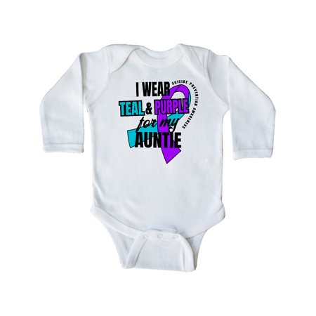 

Inktastic Suicide Prevention I Wear Teal and Purple for My Auntie Gift Baby Boy or Baby Girl Long Sleeve Bodysuit