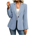 thumbnail image 2 of CQONEPT Womens Blazer Notched Collar Jackets Work Slacks Cardigan Overcoat Lounge Winter Clothes with Pockets Light Blue XL, 2 of 4
