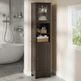 thumbnail image 2 of Asofer 67.1" Tall Bathroom Storage Cabinet with Adjustable Shelves, 2 Doors, for Bathroom, Kitchen, Living Room, Dark Brown, 2 of 10