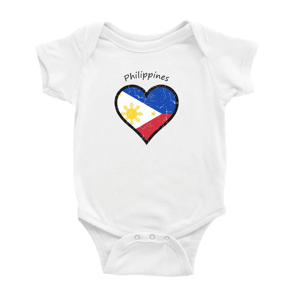 Philippines Flag Heart Love Funny Baby Bodysuit Boy Girl Clothes