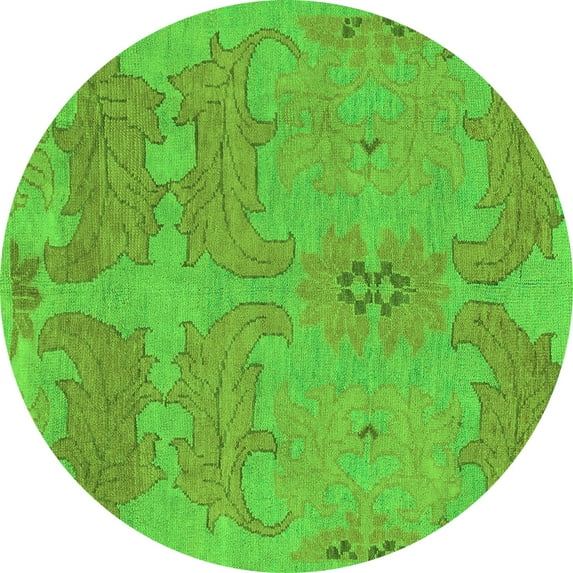 Ahgly Company Indoor Round Abstract Green Modern Area Rugs, 8' Round