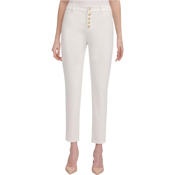 Pantalones Casual con Botones Calvin Klein Mujer Blanco 6