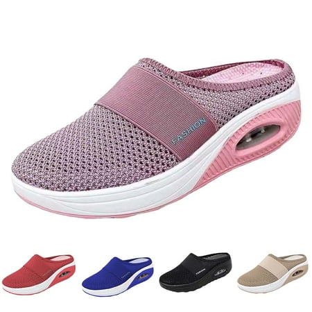 

Yfmall 1 Pair Slip-on Hollow Mesh Fabric Women Sandals Casual Increase Cushion Non-slip Platform Sandals for Daily Life