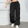 thumbnail image 4 of Lolmot ! Parachute Pants for Women Cargo Pants Casual Loose Drawstring Elastic Waist Multiple Pockets Baggy Y2K Pants, 4 of 6