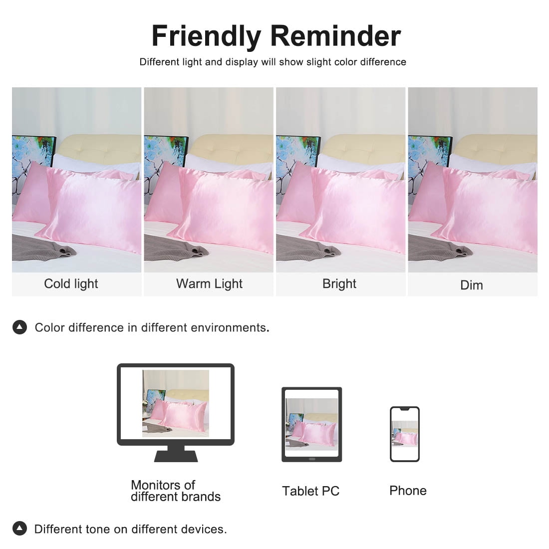 Unique Bargains 4 Pack Satin Pillowcases with Envelope Closure Pink Standard