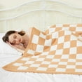 thumbnail image 2 of Checkered Throw Blanket, Ultra Soft Cozy Buffalo Checkerboard Blanket Lightweight Plaid Blankets Microfiber Knit Throw Blanket Decor for Home Bed Couch(Khaki, 60×79in), 2 of 6