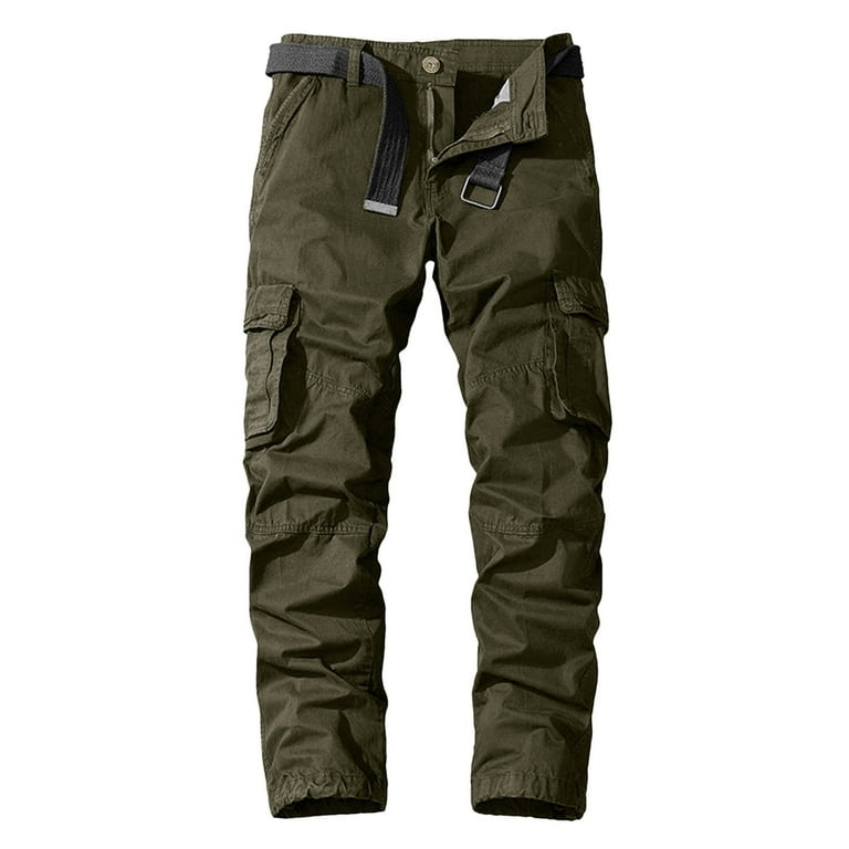 WEAIXIMIUNG Mens Cargo Pants Elastic Waist 44X30 Mens Cotton Four Seasons Fashion Simple Solid Color Elastic Waist Overalls Pants Christmas Mens Cargo