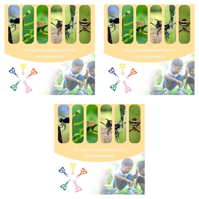 bedienty 5X Bug Insect Catcher Scissors Scoopers Clamp Tongs Tweezer Children Toy Set R 3Set