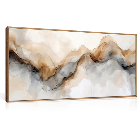 Abstract Neutral Framed Canvas Wall Art Set, Retro Watercolor Landscape Wall Decor, Modern Texture Art Prints, Minimalist Nature Wall Painting for Living Room, Bedroom, Office 20×40inches