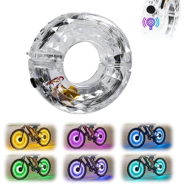 LED Cycling Wheel Hub Light for Night Riding, USB Rechargeable 7 Color &18 Modes LED Bike Wheel Lights - Smart Sensor for Most Bicycle Models