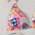 thumbnail image 6 of Women's 2 Piece Floral Tropical Print Bikini Set Boho Triangle Bathing Suit Tie Backless Swimsuit Sets (Multicolor,M), 6 of 7