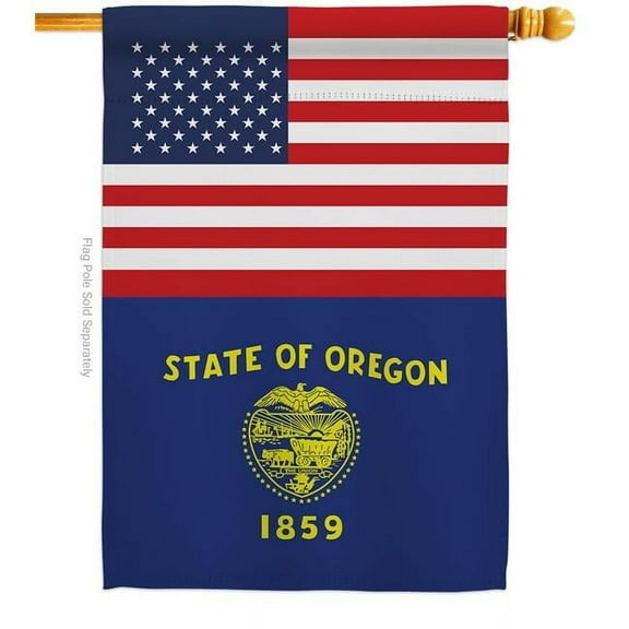 28 x 40 in. USA Oregon American State Vertical House Flag with Double-Sided Decorative Banner Garden Yard Gift