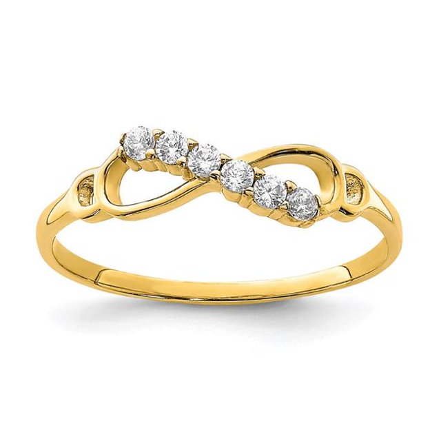 Quality Gold 10C1413 Bague Infini CZ Or Jaune 10K - Taille 7