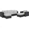thumbnail image 2 of Modway Convene 6-Piece Aluminum and Rattan Patio Sectional Set in Espresso/White, 2 of 9