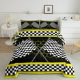 thumbnail image 2 of Erosebrida Racing Flag Comforter Sets Twin Size, Neon Yellow Honeycomb Comforters & Duvets, Extreme Racing Car Sportsbedding Twin Comforter Set, Microfiber Room Decorative,2-Piece Reversible, 2 of 6