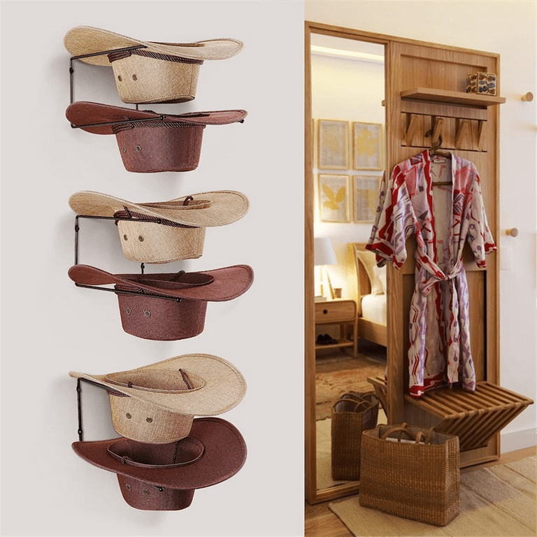 Cowboy Hat Rack 6 Pieces Diy Cowboy Hat Holder for Wall Cowboy Hats Cowboy Hat Hanger Keeps Original Shape of Hat