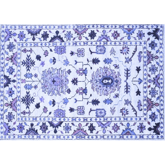 Ahgly Company Machine Washable Indoor Rectangle Abstract Blue Contemporary Area Rugs, 7' x 9'