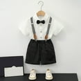 thumbnail image 5 of Bainana Toddler Boys Summer Suit Set Solid Color Short Sleeve Button Down Shirts And Shorts Set Cute Soft Little Boys School Performance Formal Casual Wear Size 4-5 Years, 5 of 5