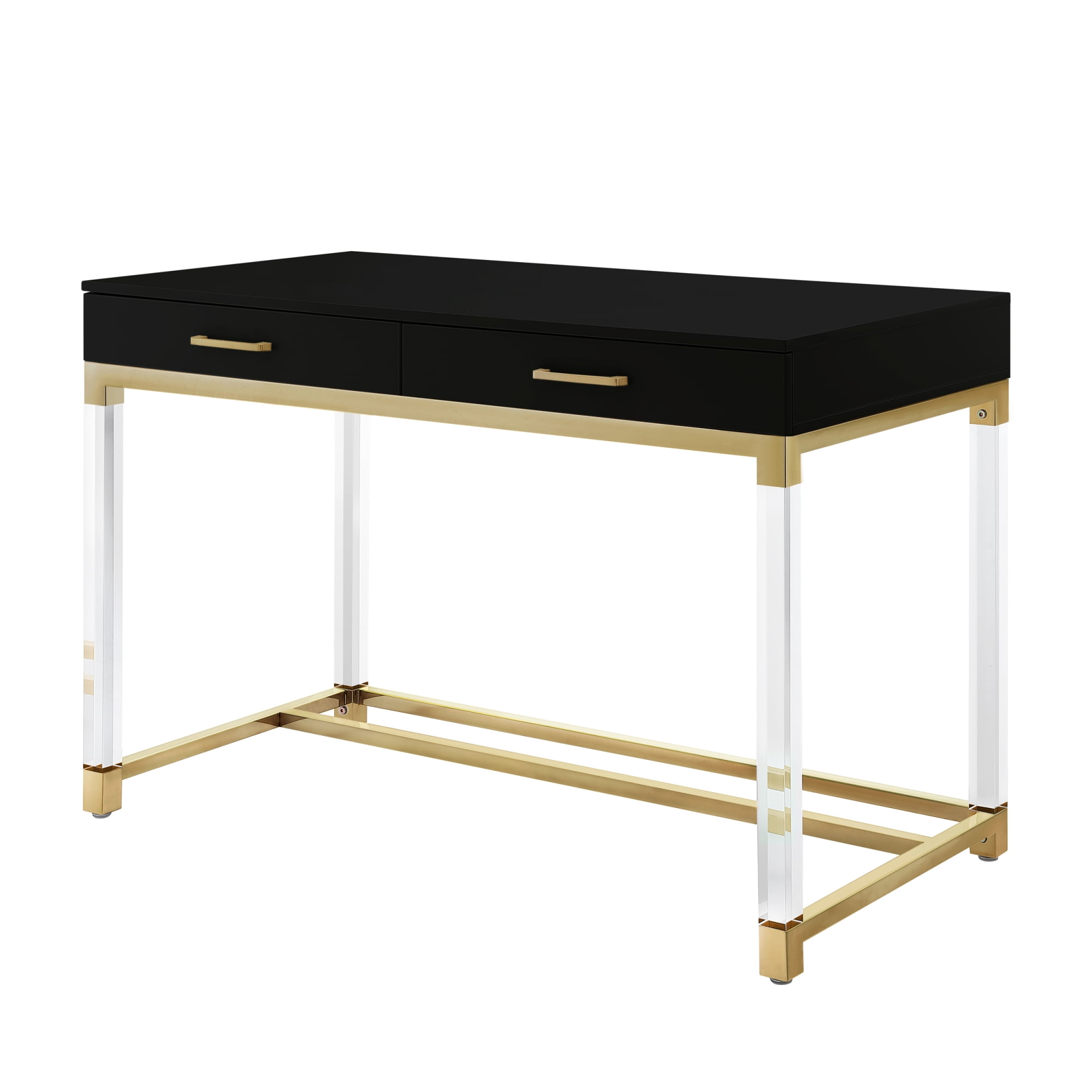 marabella glossy white writing desk gold legs