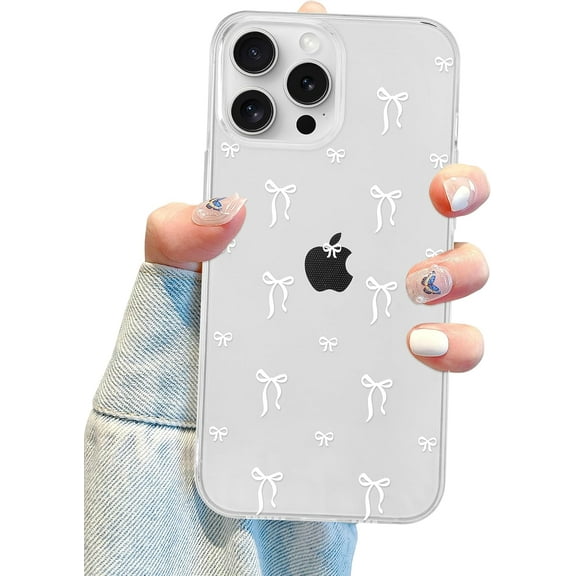 Compatible with iPhone 13 Pro Clear Case with Design, for Women Girly Cute Bow Phone Case Soft TPU Shockproof Protective for iPhone 13 Pro - White Small Bow