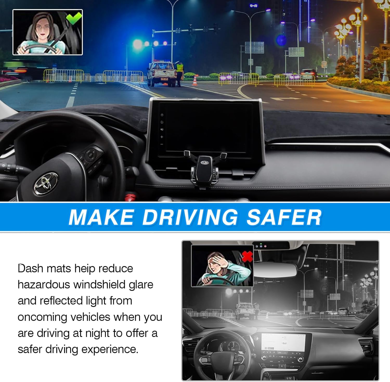 Canvcle Dash Cover Compatible with Hyundai Sonata 2011 2012 2013 2014 Accessories Dashboard Cover Mat Non-Slip Carpet Sunshield Glare UV Rays Protector