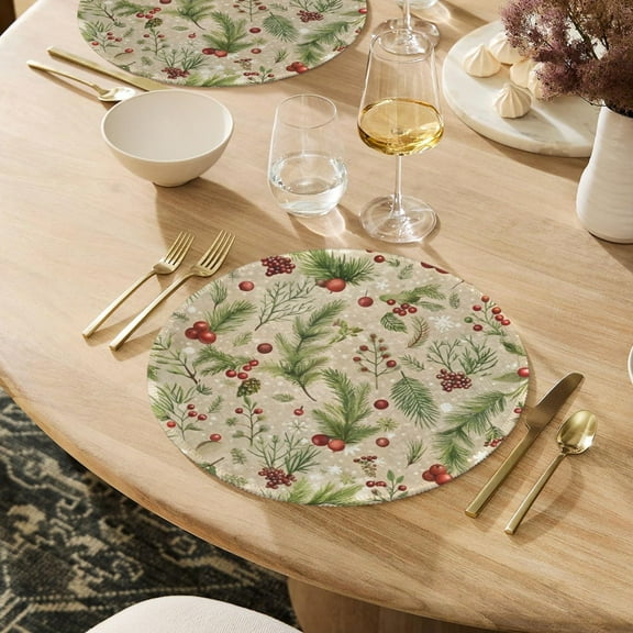 Christmas Placemats | Cranberry | Holiday Dinner Table Decor | 4 Pack