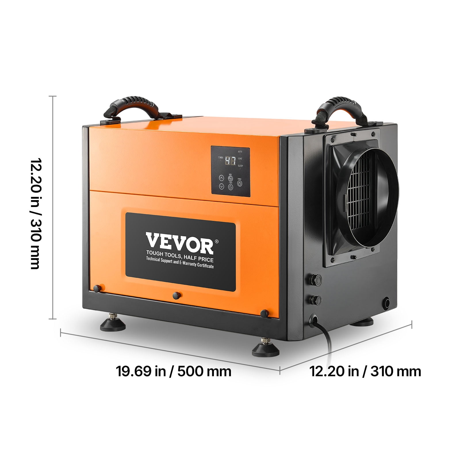 VEVOR 125 Pints Commercial Dehumidifier with Drain Hose, Portable Crawl Space Dehumidifiers for Basement Storage Room Industrial Grade, Auto Defrost/Drainage, Heavy-duty Galvanized Steel,LED Indicate