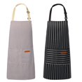 thumbnail image 1 of VALOME Paquete de 2 Delantales de Cocina, Delantal para Cocinar con 2 Bolsillos, Delantales de Chef con Correa Ajustable para el Cuello Unisex para Hombres y Mujeres (NEGRO y MARRÓN), 1 of 7