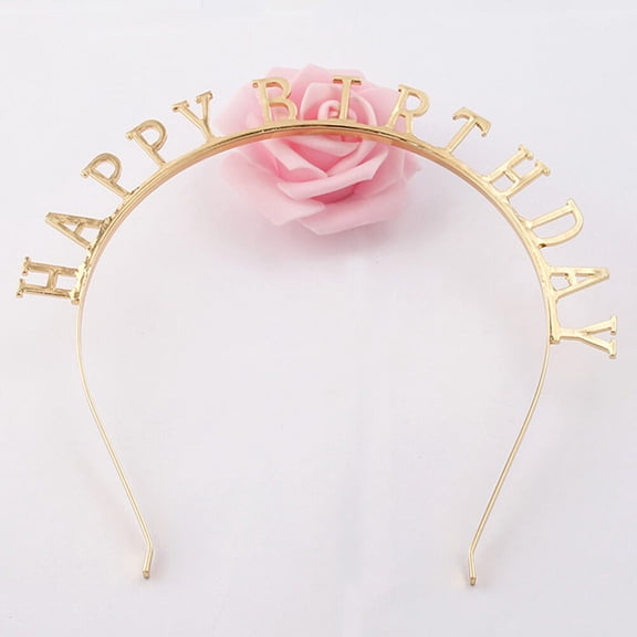 EXHUMKY Golden Alloy Birthday Hair Band for Themed Parties Lightweight Durable Decorative Headwear 70100 Characters