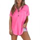 thumbnail image 3 of mfyjkho Tops Bohemios Para Mujer, Blusa Lisa De Manga Corta Con Cuello Vuelto Y Holgada Informal De Verano Para Mujer Tops Para Hacer Ejercicio Para Mujer Xxl, 3 of 7