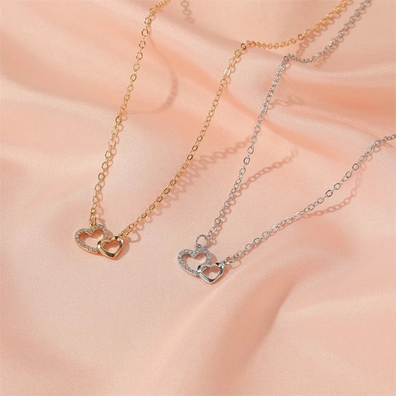 New Romantic Simple Big Small Heart Shaped Necklace Exquisite Crystal Zircon Pendant Gold Clavicle Chain Women S Jewelry Canada - Heart Shaped Pendant Gold