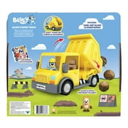 Bluey Dump Truck Play Vehicle with Exclusive Hard-Hat Bluey and Muddy Bingo, Toys for Kids 3-6 Years