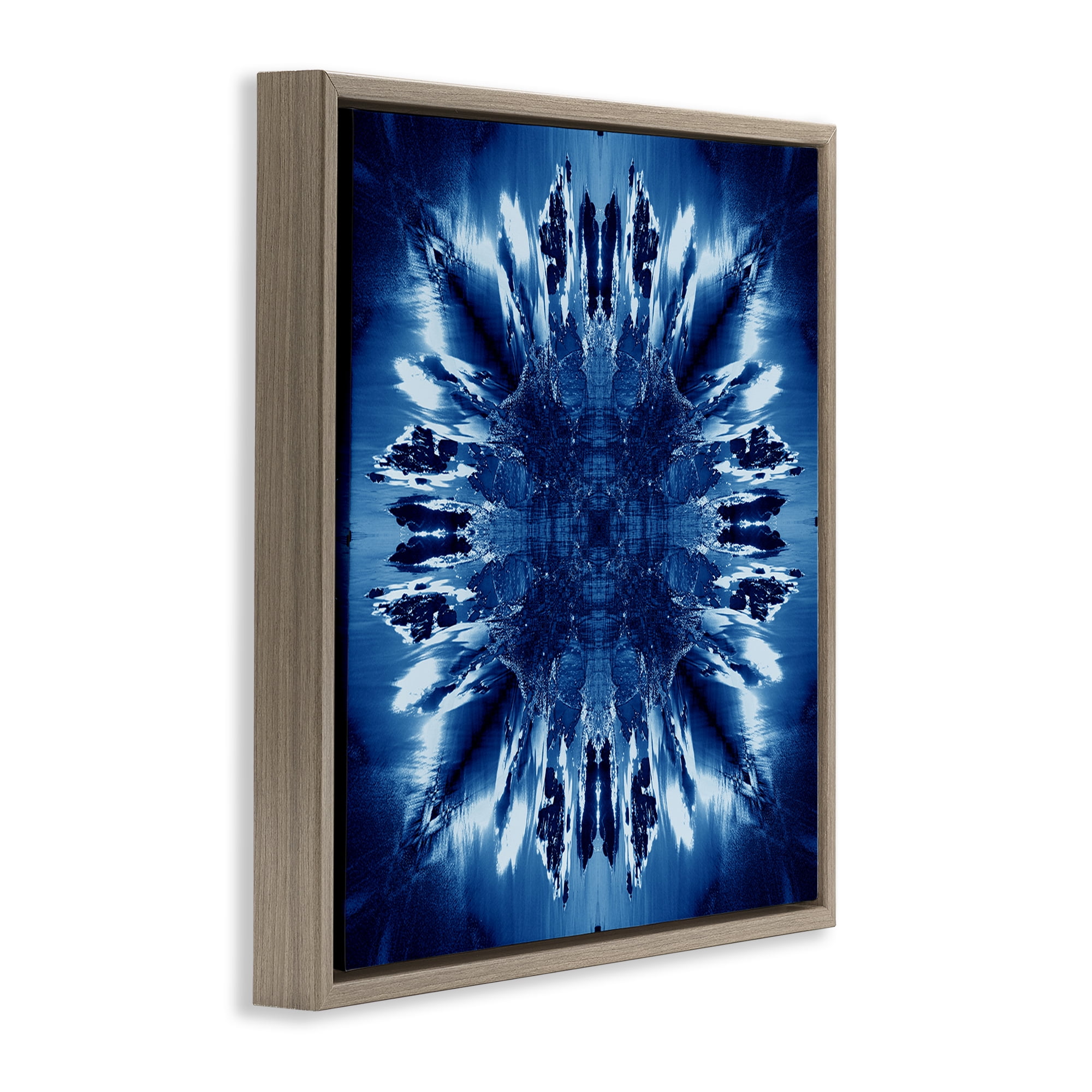 Stupell Industries Tie Dye Mirrored Shapes Abstract Painting Brown Floater Framed Canvas Art Print Wall Art, 18 x 18