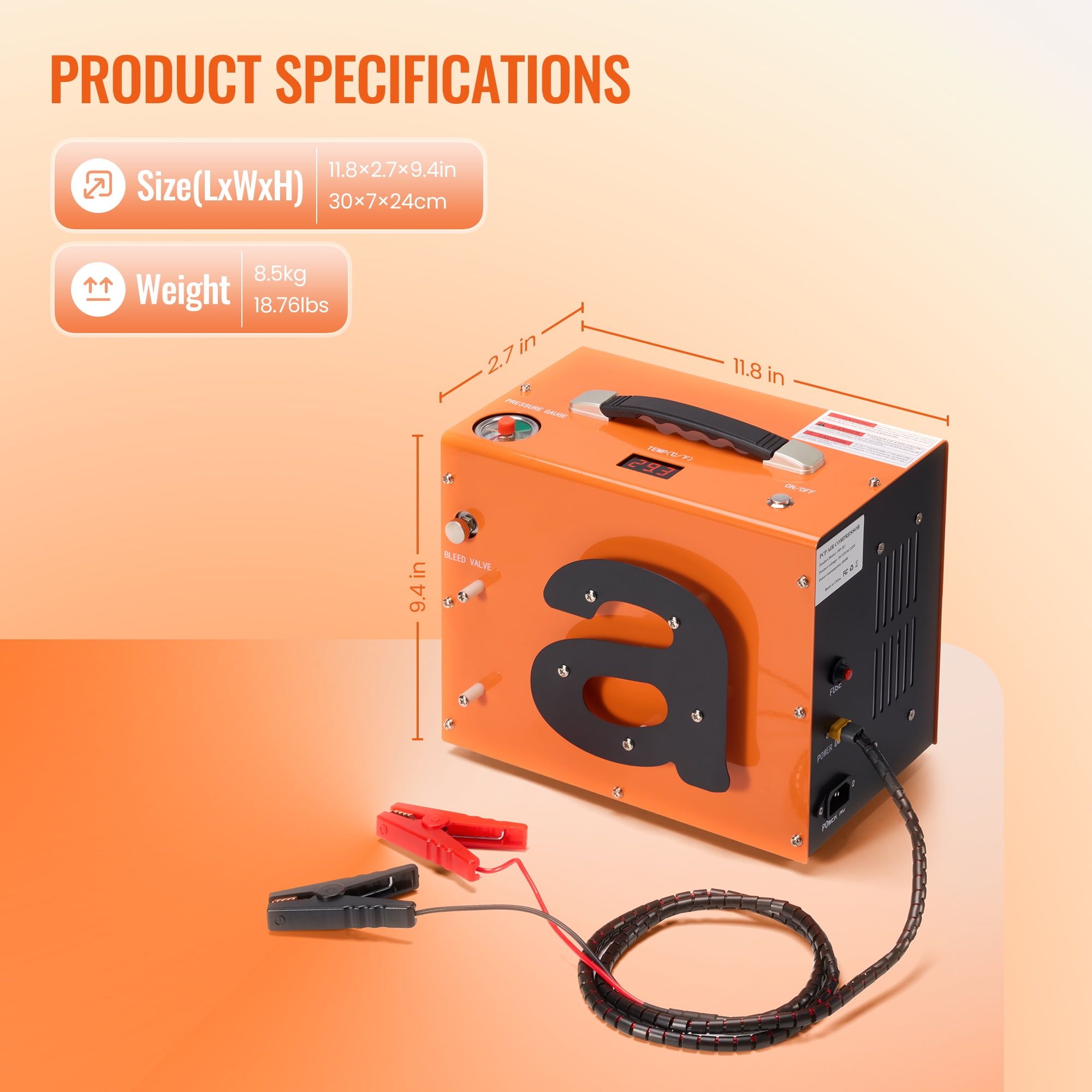 Naipo PCP Air Compressor 4500PSI  Auto Stop PCP Compressor with Water Oil-Free 12V DC 110V AC Portable PCP Compressor for Paintball Scuba Air Rifle