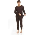 thumbnail image 3 of SOCKS'NBULK 3 Pack of 2pc Thermal Sets for Men, Base Layer Long Johns Underwear, Top & Bottom, Cotton, Solid Colors (X-Large, Brown), 3 of 5