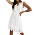 thumbnail image 4 of Robe d'Été pour Femmes Aguichant Couleur Unie Mode Décontractée Printemps et Été Sans Manches Col en V Robe Moulante Robe d'Été pour Femmes avec Manches Robe d'Été Ajustée pour Femmes, 4 of 5