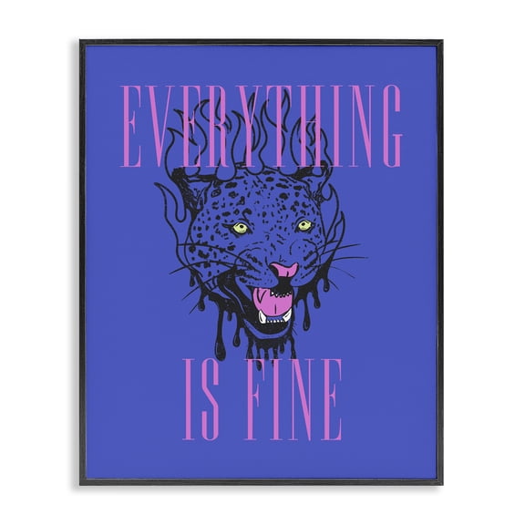 Stupell Industries Art Deco Everything is Fine Leopard Black Framed Giclee Art, 11 x 14, by House of Lulu