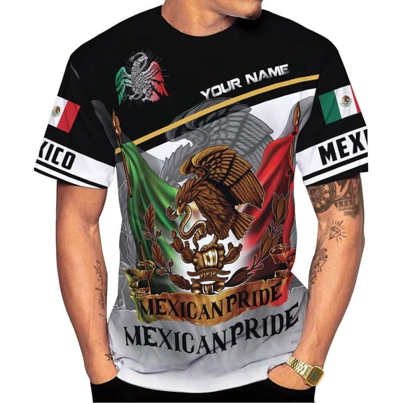 Personalized Name Mexican Shirts for Men 3D Customized Mexico Shirts for Men, Mexico Shirts for Women Mexico Shirt (US, Alpha, Small, Regular, Regular, Multi 5) (S)