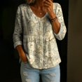 thumbnail image 6 of Women's Tops, Tees & Blouses Long Sleeve Full Print Bubble Wrinkled Retro Art Button Down Breathable Shirts Business Casual Tops for Women bovemsi, 6 of 6