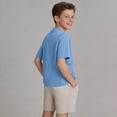 thumbnail image 4 of OGLCCG Boys Short Sleeve Henley Shirt Button Up Cotton Linen Dress Shirts Casual Summer Solid Color Tees Tops with One Pocket 5-15 Years, 4 of 8
