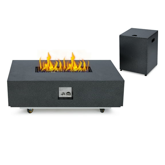 Towallmark 36" Propane Fire Pit Table，50000BTU Fire Table with Wind Guard, 11LBs Glass Beads & Rain Cover, Sturdy Steel Anti-Rust Finish Outdoor Firepit for Patio Yard Garden(Bronze)