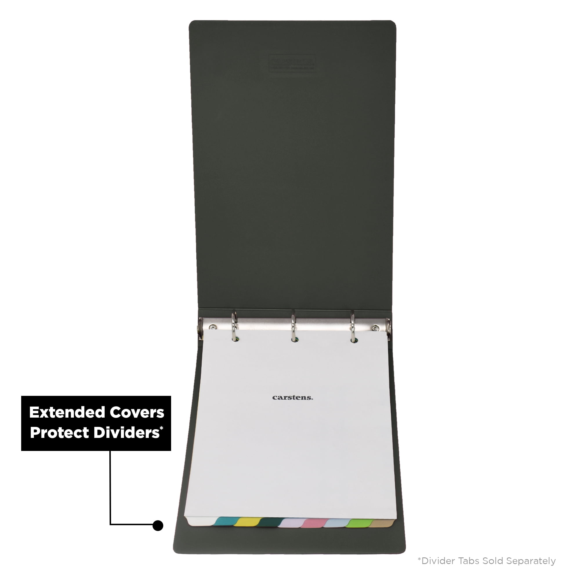 Carstens 3-Inch Heavy Duty 3-Ring Binder - Top Opening, Charcoal Gray