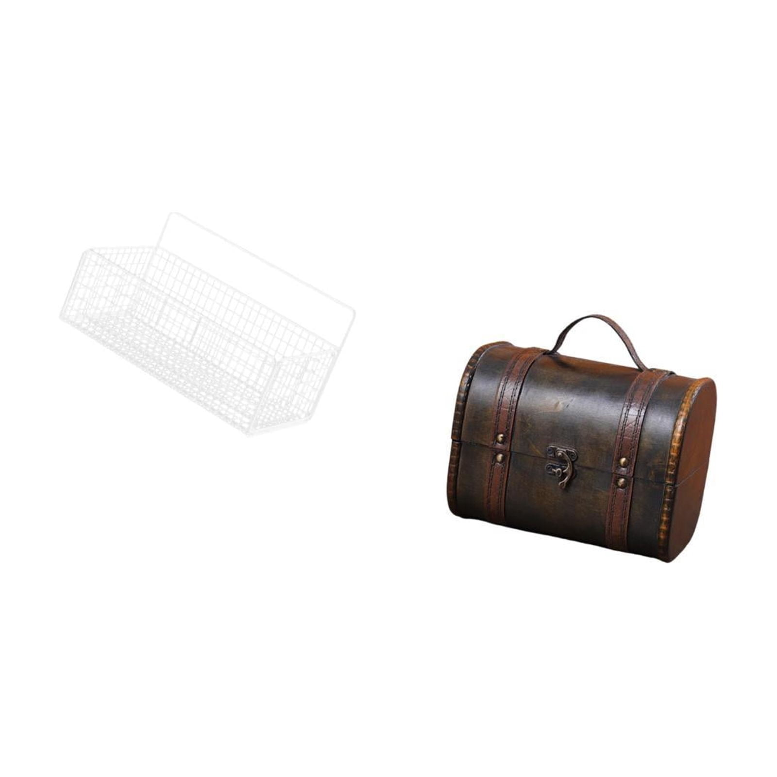Fiocias Storage Basket Hanging Wire Organizer Bathroom Wall Basket Jewelry Organizer Case Wooden Box Iron Wood Material Suitable for Home Kitchen Office Dress