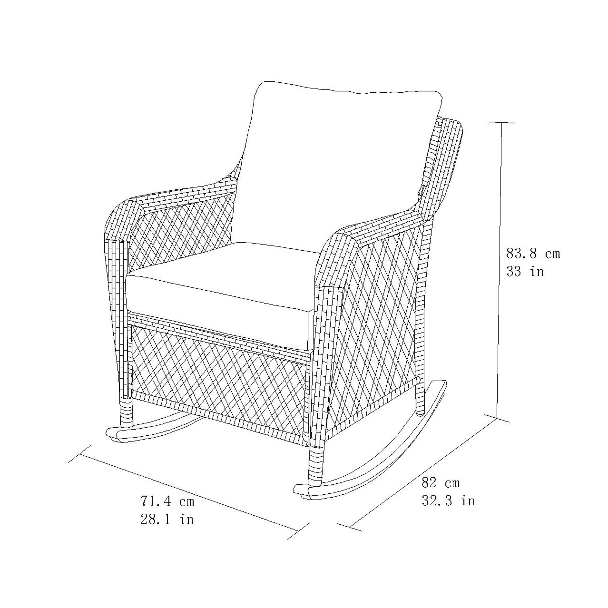 HOMETRENDS Belmont Steel Outdoor Rocking Chair with Cushions, Oatmeal